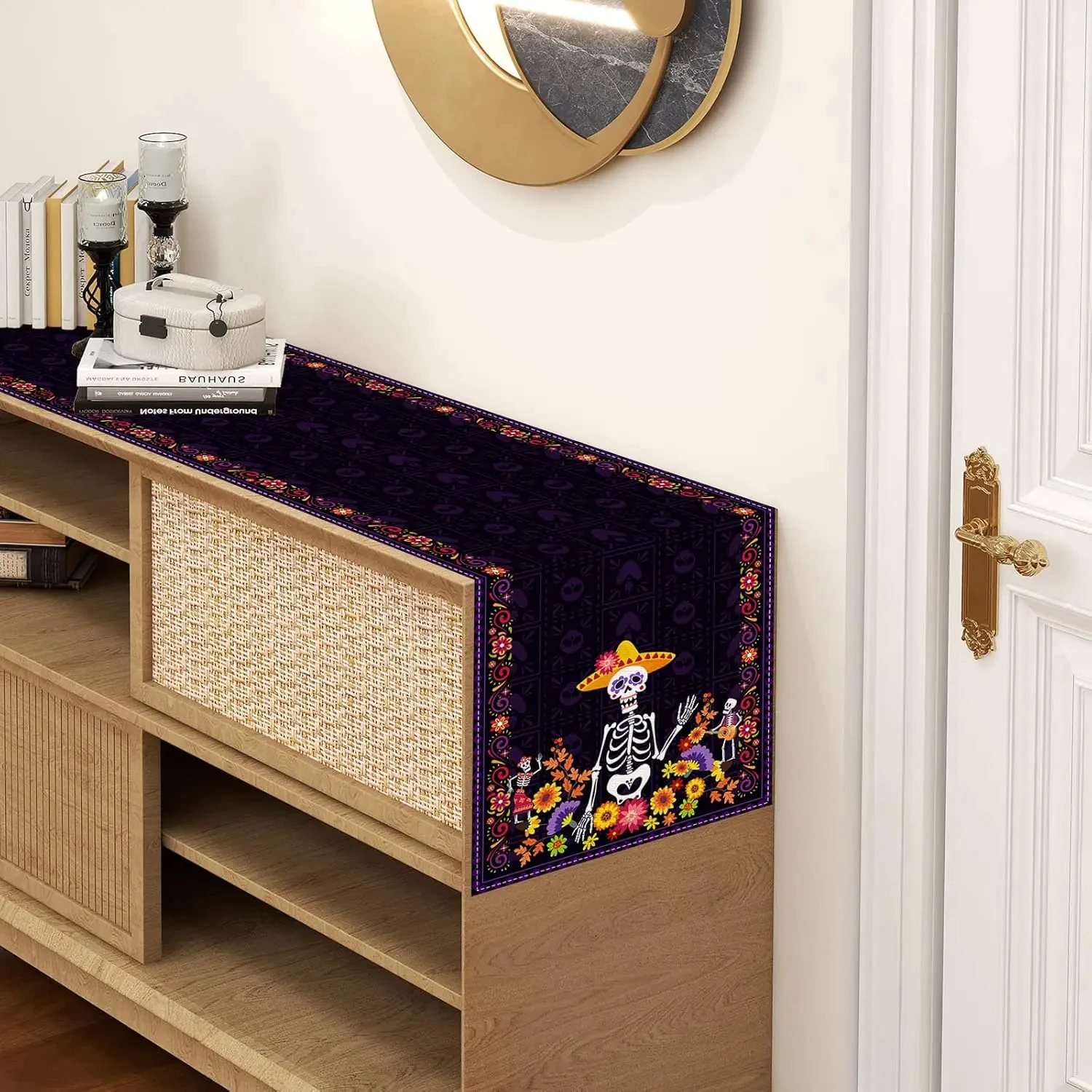 البوهيمي المكسيكي يوم الموتى السكر الجمجمة الجدول عداء عطلة حزب الديكور يوم الموتى الجدول عداء عيد الهالوين