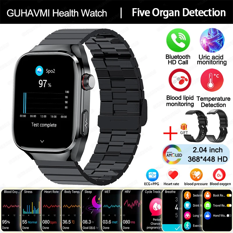 2025 Nieuwe ECG Smart Horloge Vrouwen BT Oproep Hartslag Bloedlipiden Urinezuur Gezondheid Monitor Horloges AI Voice 650 mAh Sport Smartwatch