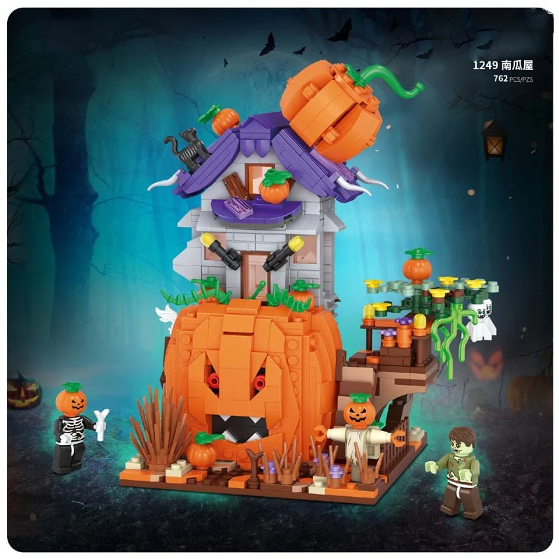 

Mini Small Particle Building Blocks Halloween Pumpkin House Children's Puzzle Assembly Toys Christmas Gifts Compatible With LEGO