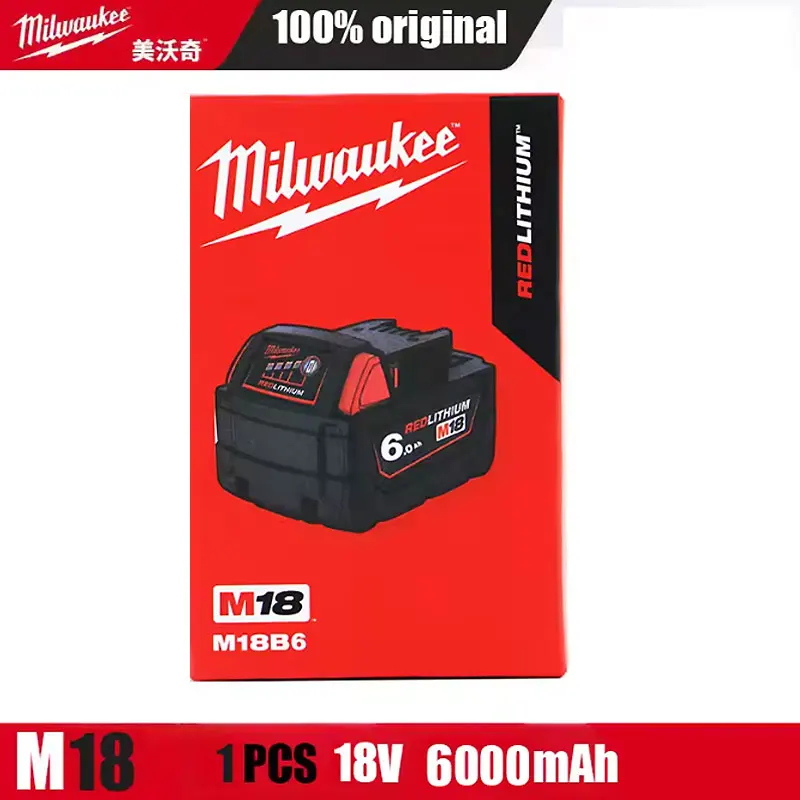

Milwaukee m18 battery, bateria lifepo4 M18B6, 6000mAh lithium battery XC48-11-1860 Original milwaukee rechargeable battery 18v
