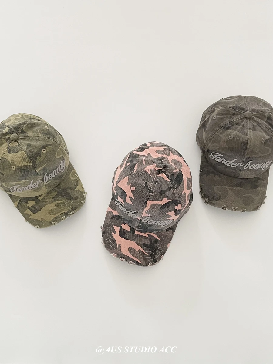 Korean Style Camouflage Embroidered Baseball Cap Female Street Fashion Brand Soft Top Sun Hat Male Peaked Cap