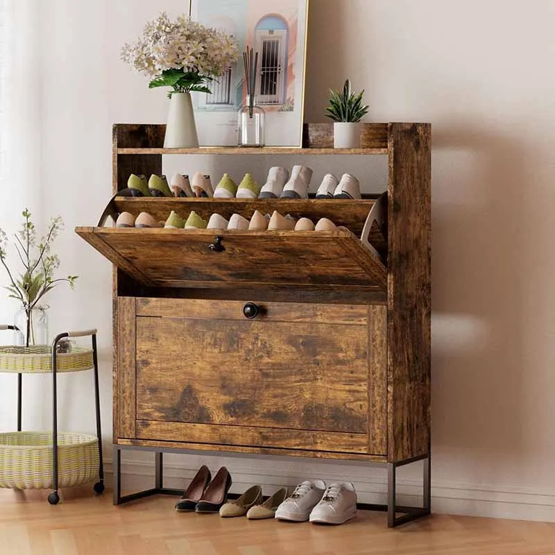 Designer Dustproof Shoe Cabinets Luxury Wooden Space Saving Cube Cabinet Organizer Narrow Wooden Schuhschrank Furniture Home