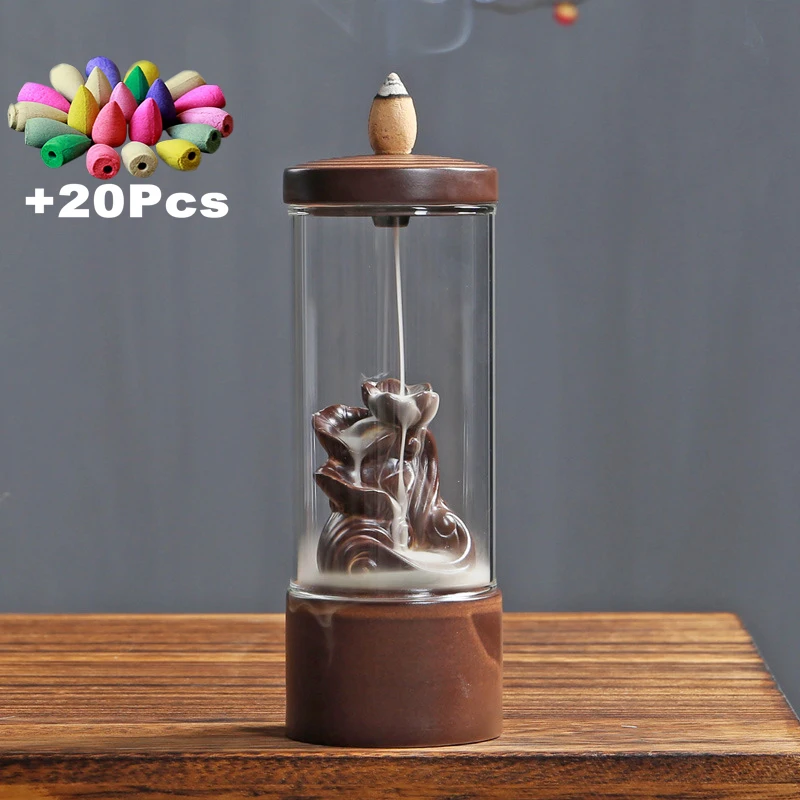 Incense Cones Glass Windshield Windproof Backflow DIY Home Decorations Lucky Ornaments Mini Landscape