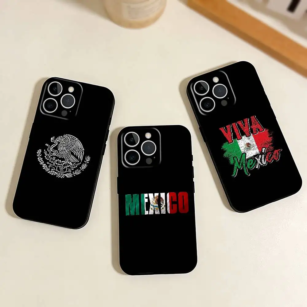 

National Emblem of Mexico Phone Case For iPhone 17,16,15,14,13,12,11 Plus,Pro Max,XS,Soft Silicone Black Cover