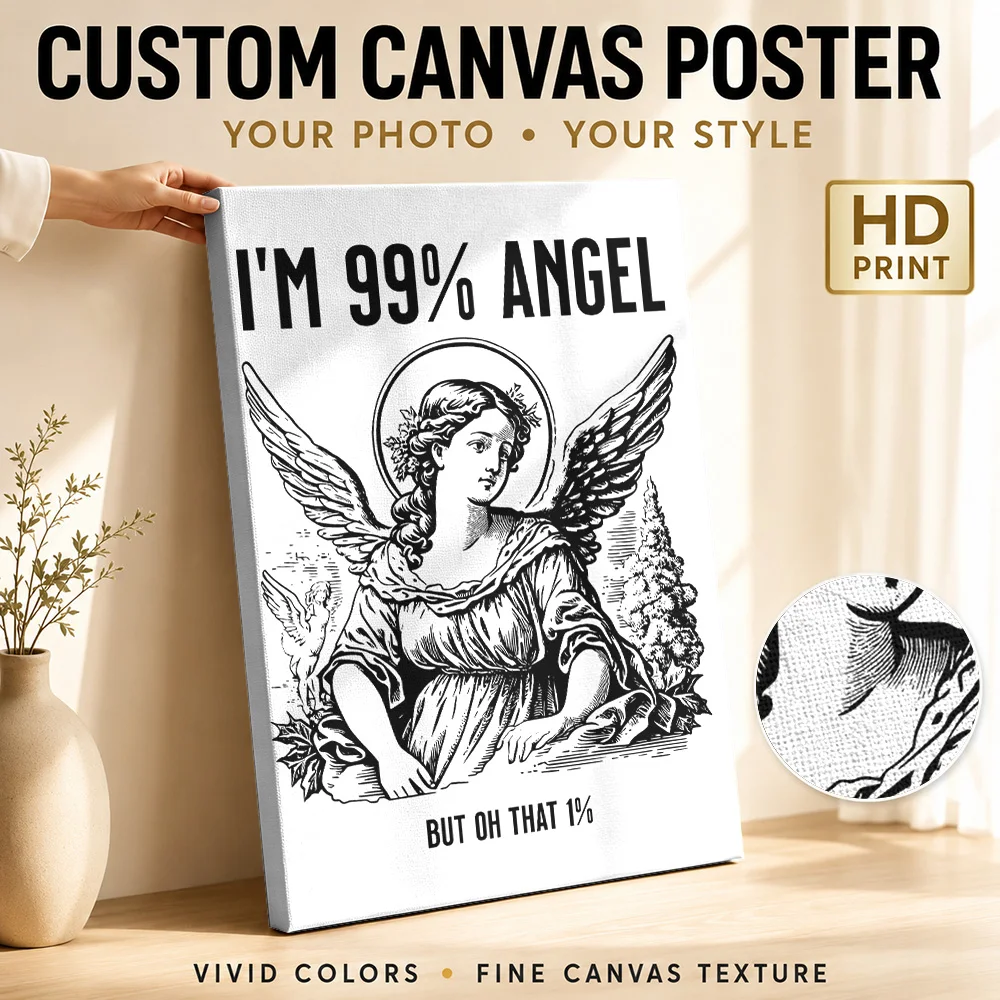 ANGEL FUNNY RENAISSANCE Canvas Poster Custom Photo Modern Aesthetic Wall Paintings Decoration for Office Hallway Ready to Hang