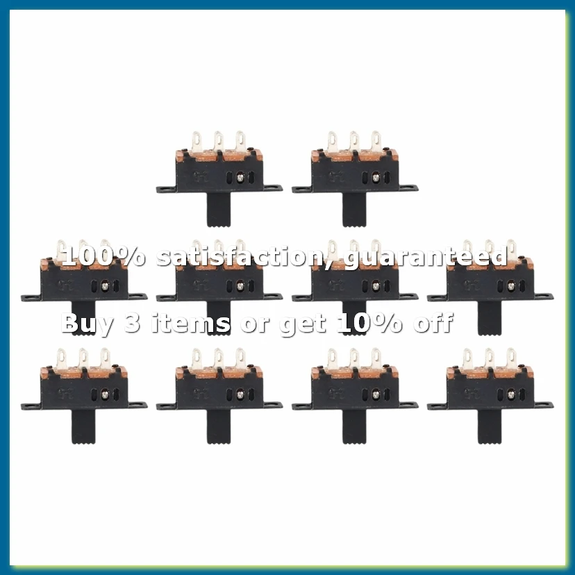 10 x DC 0.5A 50V 3 Position 2P2T DPDT Panel Mount Slide Switch SS23D32-DTA9