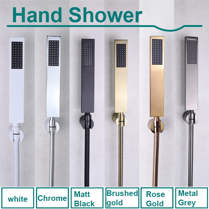 Straight  Handheld Shower Set Bathroom G1/2 Thread High Quality Stainless Steel Brushed Gold White