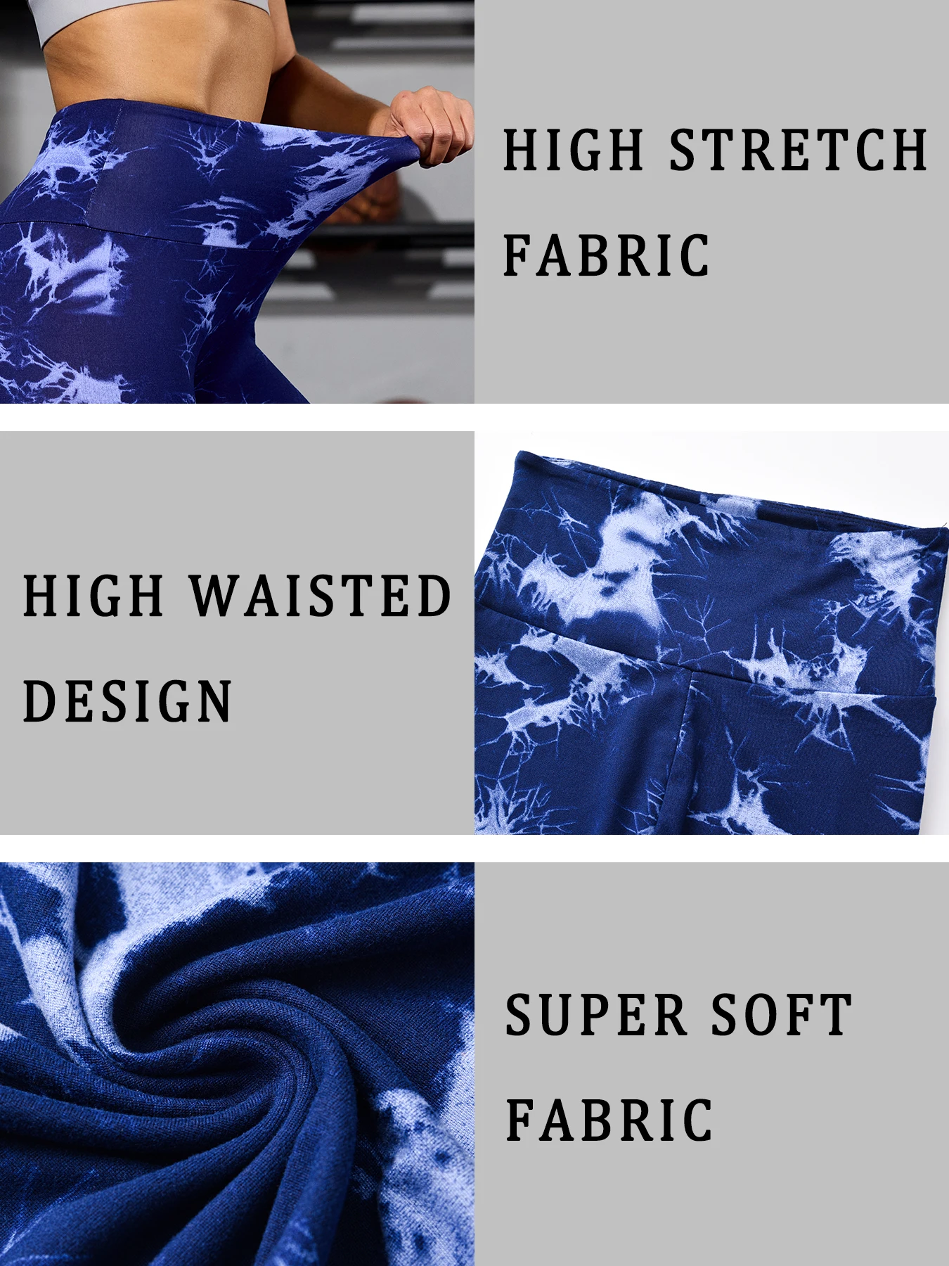 เลกกิ้งผ้ายืดหยุ่นสูงเอวสูงลายมัดย้อมสำหรับผู้หญิง เหมาะสำหรับโยคะ วิ่ง ออกกำลังกาย ไม่บาง มองไม่เห็นผ่าน กระชับรูปร่าง ยกกระชับ เหมาะสำหรับฟิตเนส