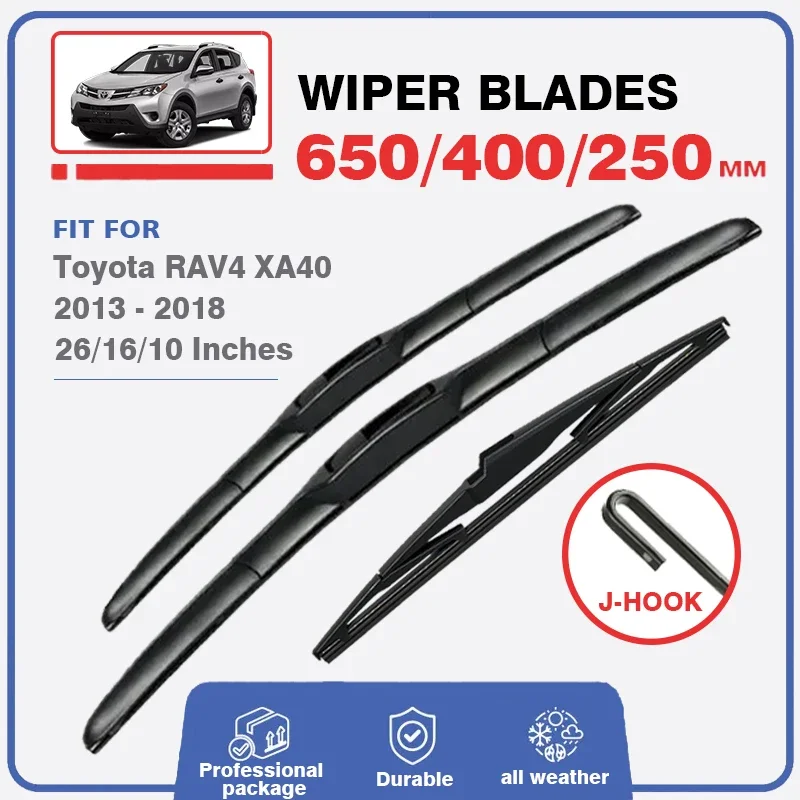 

Front Rear Wiper Blades Set For Toyota RAV4 XA40 2013 - 2018 Window Windscreen Windshield Brushes Cutter 26"+16"+10" RAV 4 40