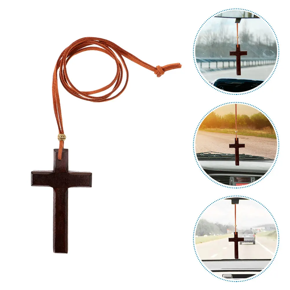 

2pcs Handcrafted Rear View Mirror Pendant Vintage Wooden Hanging Decoration Men Women Spiritual Faith Car Accessories