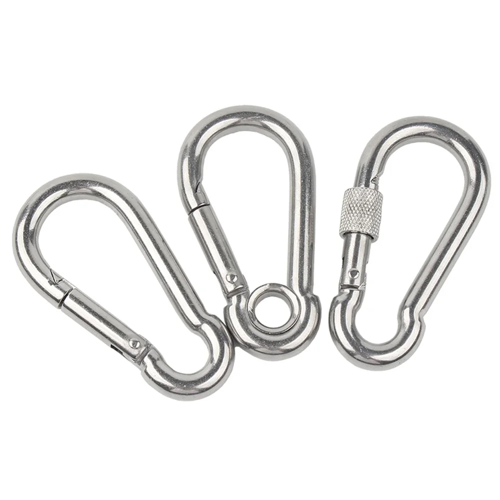 1/2/5Pcs M4 M5 M6 M8 M10 304 Stainless Steel Spring Snap Carabiner Quick Link Lock Ring Hook snap shackle Chain Fastener Hook