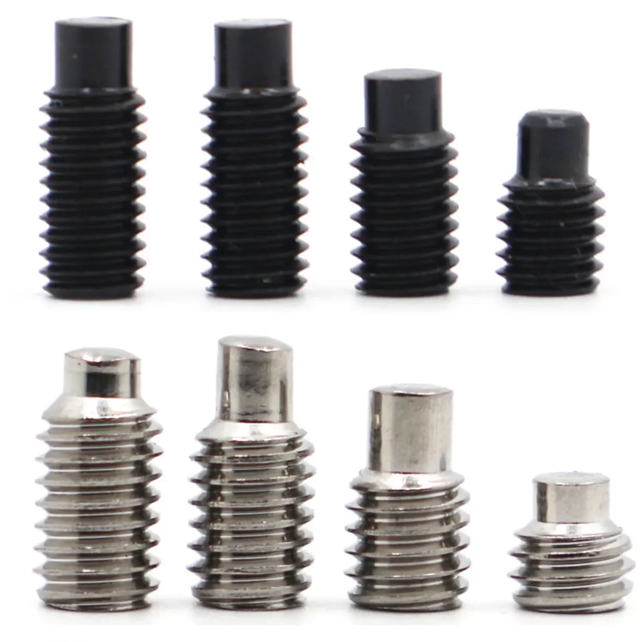 3-40mm M3-4-5-6-8 Black 12.9 Grade 304 Stainless Steel Hex Hexagon Socket Set Screws with Dog Point Grub Convex End Bolts DIN915