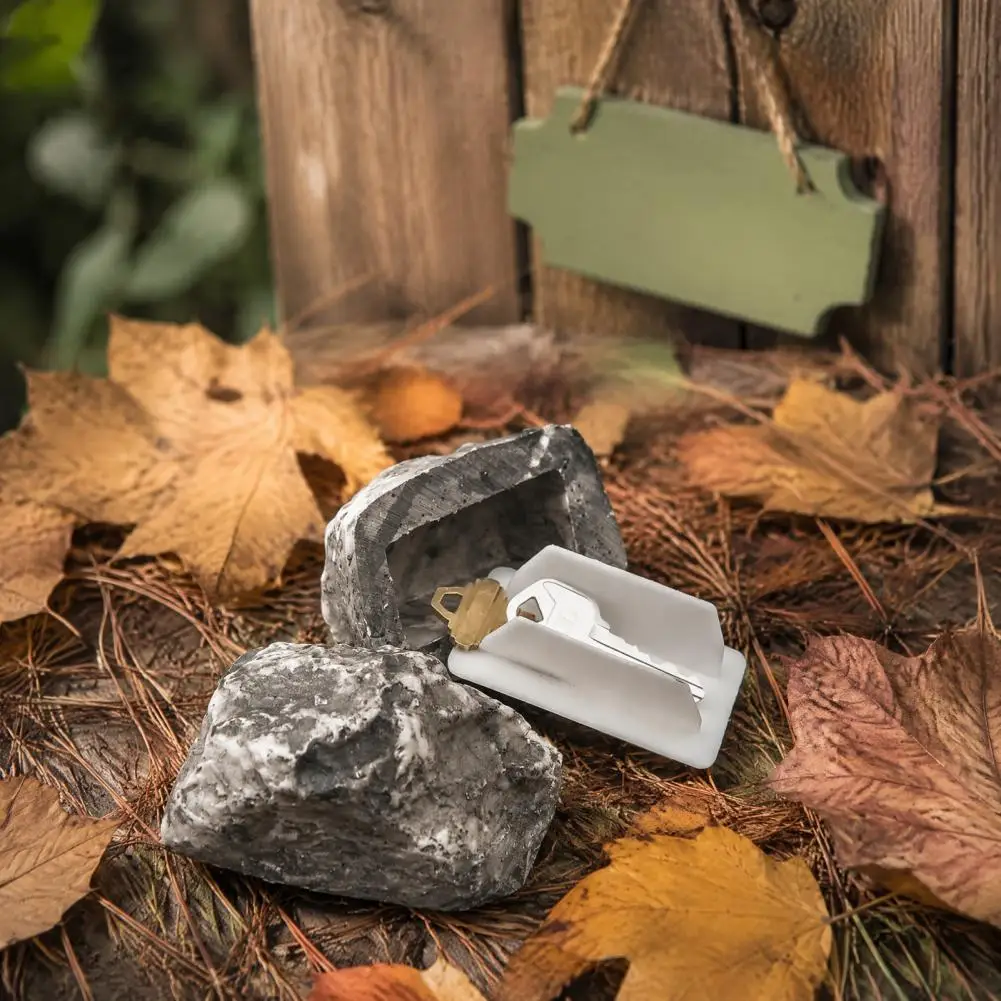 Resin Stone Key Case Waterproof Hidden Key Holder Rock Realistic Outdoor Key Hiding Spot Durable Fake Rock Safe for Garden Yard
