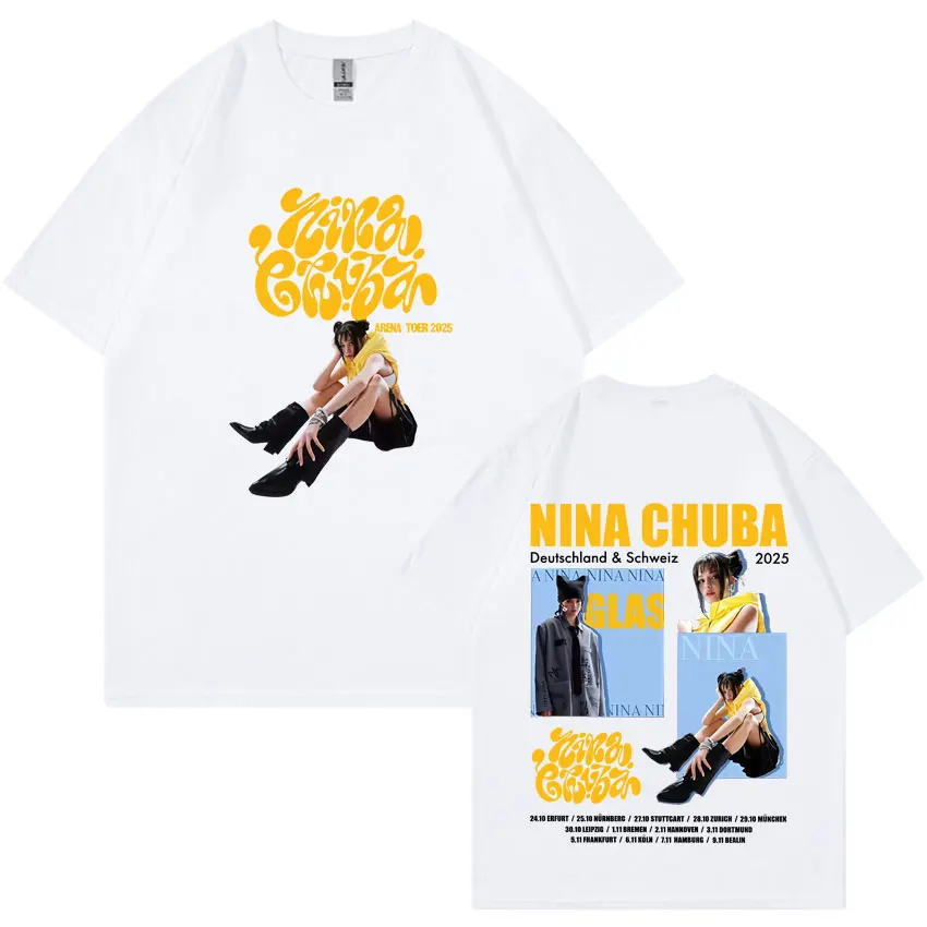 Nina Chuba Fashion Graphic T-shirt 2025 New Men's and Women's Oversized Y2K Short-sleeved Summer Print 100% Pure Cotton Top