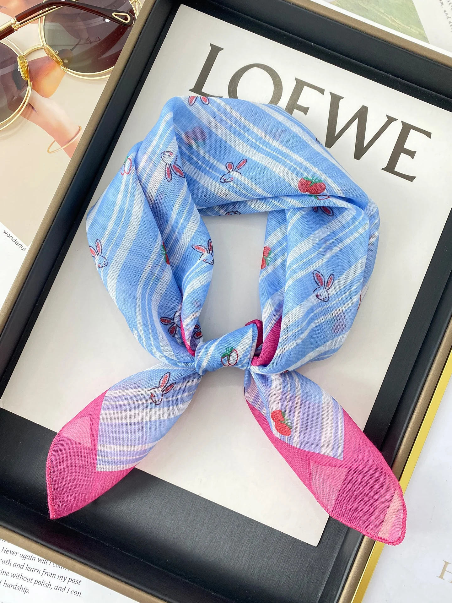 lenco-fino-de-seda-quadrado-pequeno-para-meninas-estilo-coreano-primavera-verao-com-estampa-floral-de-plantas-decorativo-estilo-desenho-animado-fofo