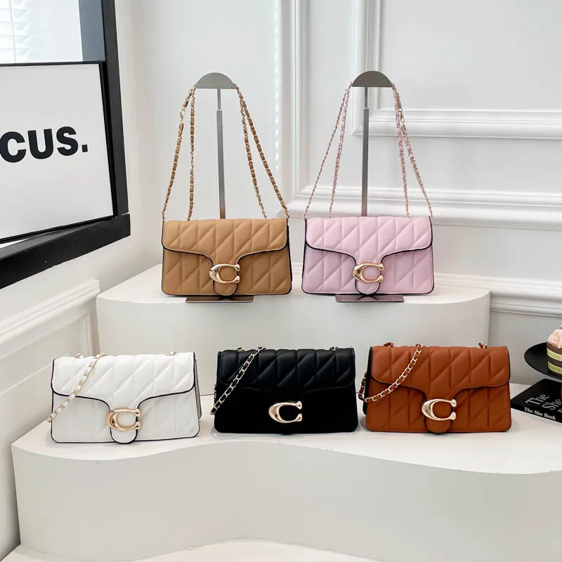 

Элегантная женская сумка премиум-класса - женская сумка с цепочкой с ромбовидным узором, модная и универсальная маленькая квадратная сумка через плечо.