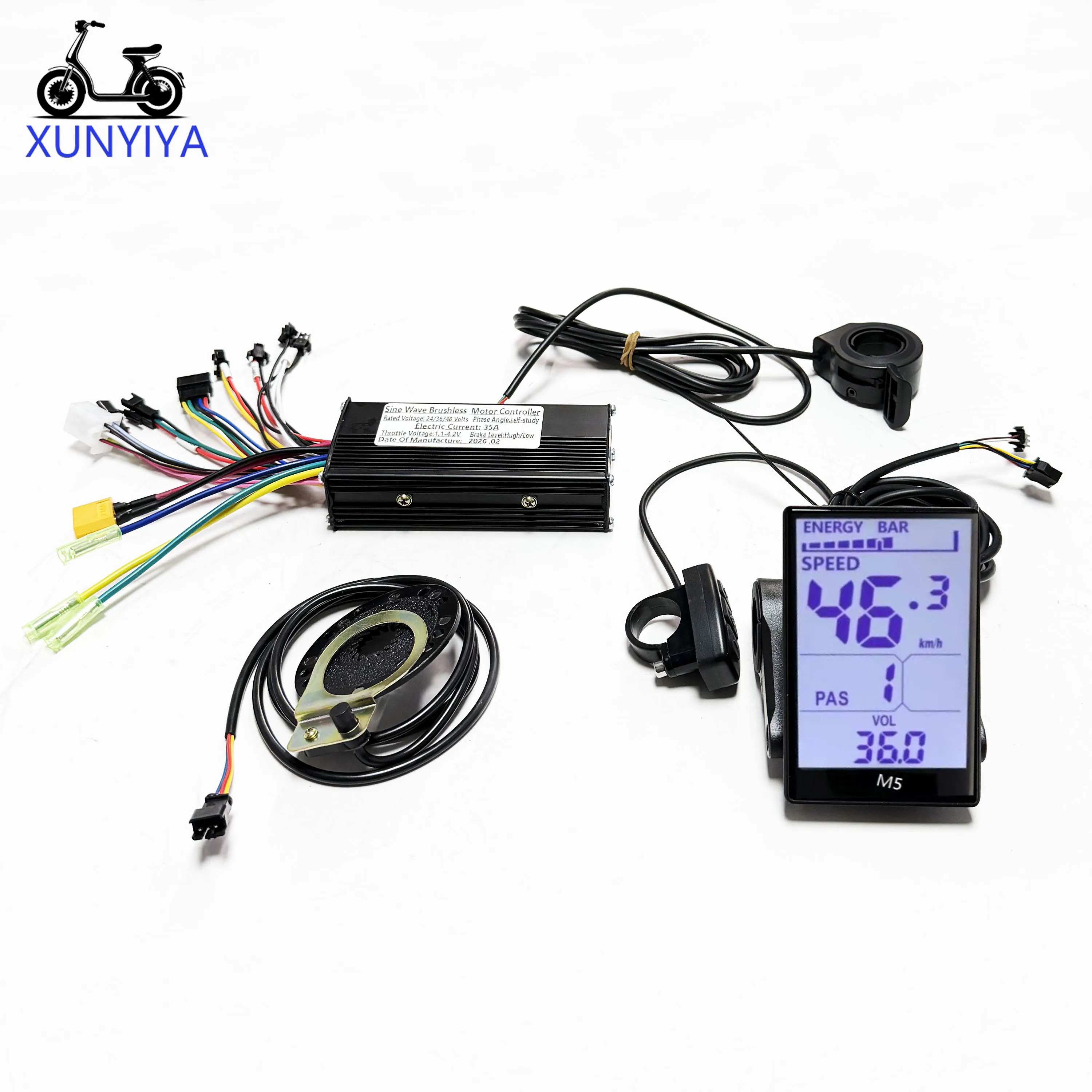 

Контроллер бесщеточного двигателя для электровелосипедов 24В/36В/48В 750Вт/1000Вт 26А/35А с ЖК-дисплеем M5, дросселем и PAS для UART (без шлейфа) 2 электрических скутера
