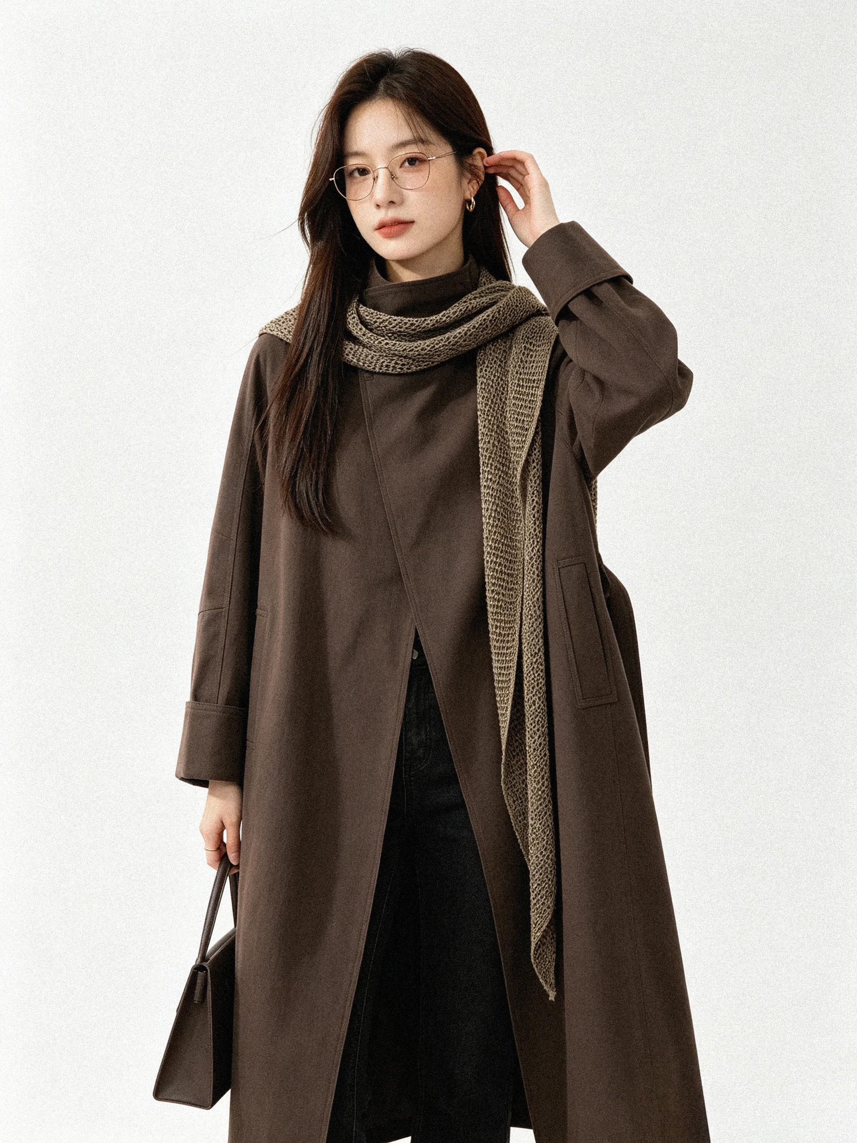 Autumn 2026 Knitted Wrap Coat Loose Long Elegant Style Women's Casual Fashion Standard Fit Breathable Long Sleeve Coat