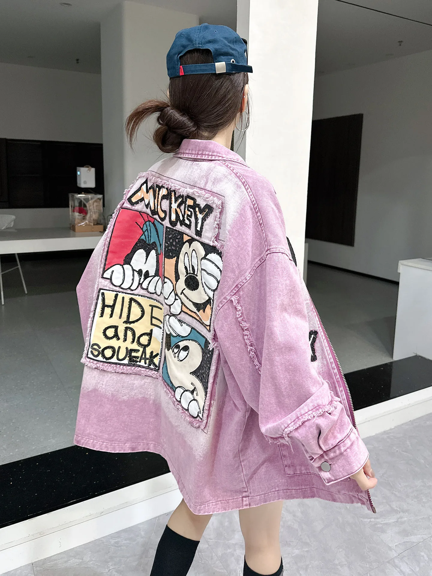 

Loose Hong Kong Sle Denim irt Large Version Autumn Faion Luxury Feel Casual Cotton Long Sve Women's irt Coat