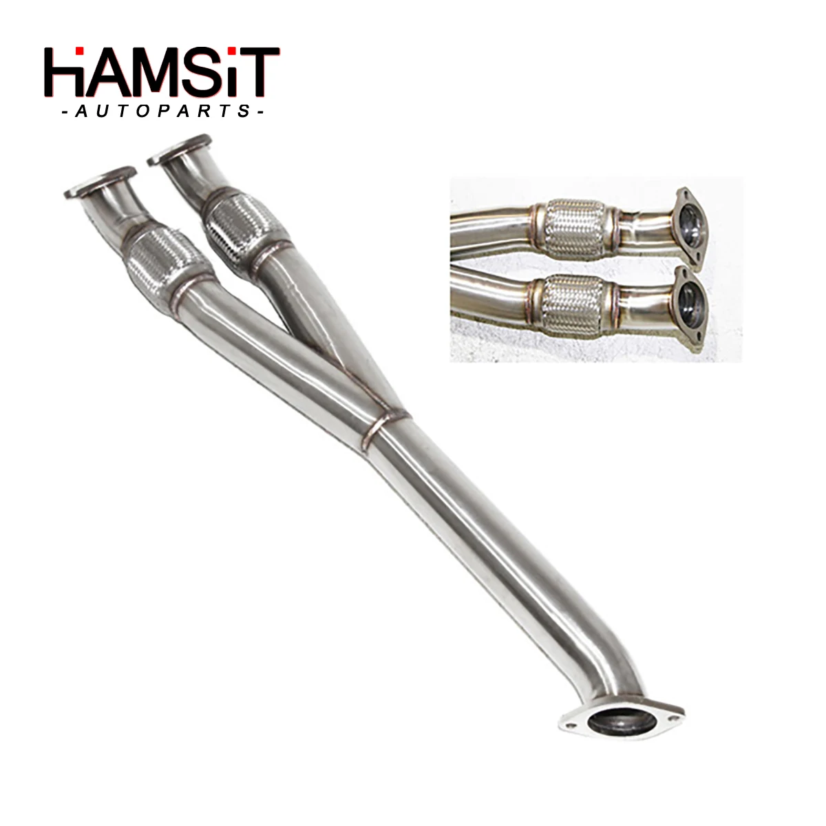 Hamsit Catless Exhaust Downpipe Y-pipe Stainless Steel For Nissan 04-15 GTR GT-R R35 Racing Performance