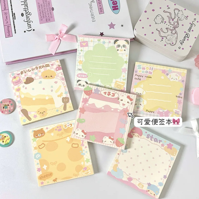 Stationery Kawai Original puppy memo pad cute adhesive tearable message notepad student high aesthetic journal material book