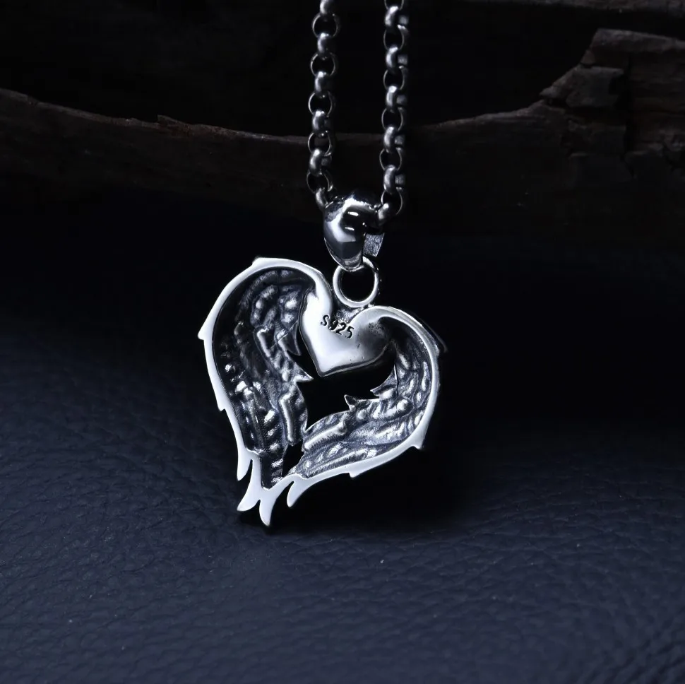 925 silver angel wings necklace trendy female couple Red love Seiko Guardian wing pendant