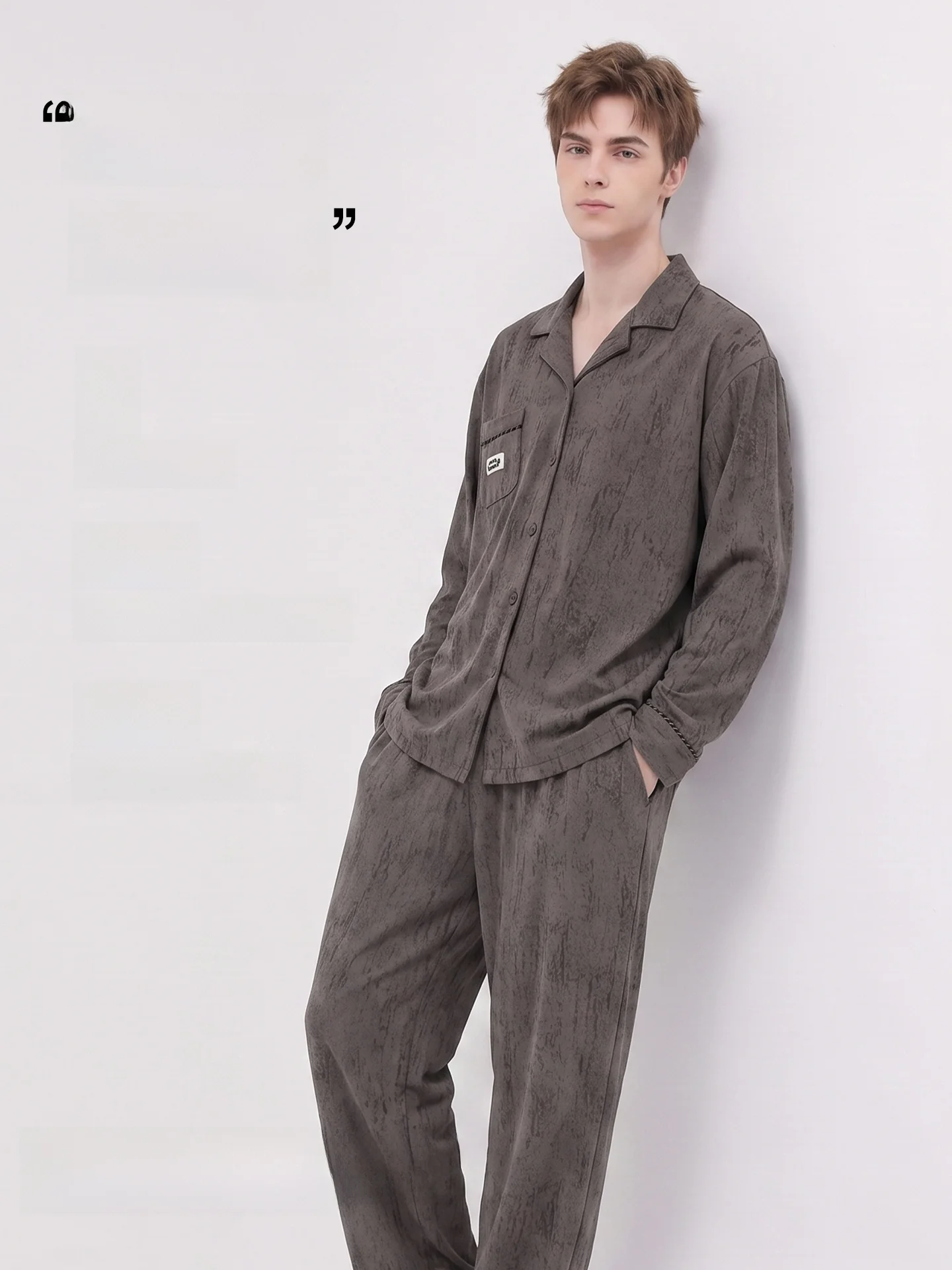 100% Cotton Men's Sleepwear Long Sleeve Button up Home Clothes Set Suitable for Outdoor Wear Autumn Winter New Style Loose Fit