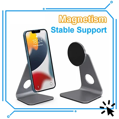 360-Grad-Drehung, Aluminiumlegierung, faltbar, magnetisch, Desktop-Telefonständer, Schreibtisch, fauler Halter für Magsafe iPhone 16, 15, 14, 13, 12 Pro Max – Detail 2