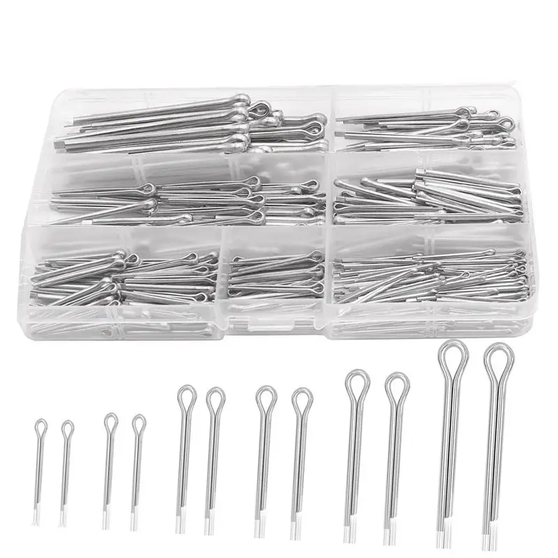 A93E-345Pcs 304 Stainless Steel Cotter Pin Assortment Kit M1.6/M2.5/M3.2/ 6 Sizes For Car,Lawn Mowers Spare Parts Accessories