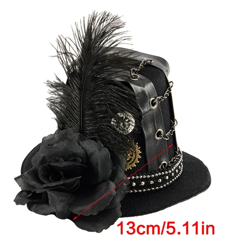 Elegant Chain Embellished Felted Hair Clip Dramatic Velvets Hat Clip Clockwork