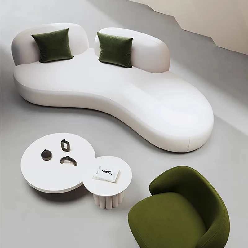 Semicircular arc Internet celebrity cream style special-shaped sofa model room reception leisure lounge sofa