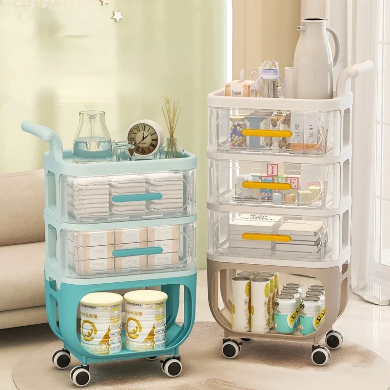 Large Capacity Finishing Rack Baby Organizer Cart Wheels for Home Snack Storage Rolling Storage Trolley Portable Organizer Shelf