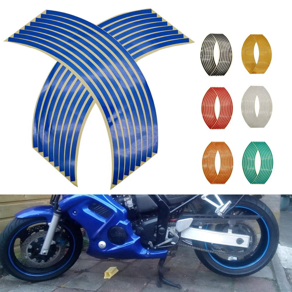 Motorcycle Wheels Stickers Decoration Stripe 3D Reflective Rim Sticker For Suzuki GSXR 1000 1100 400 GT 250 550 RG500 RGV250