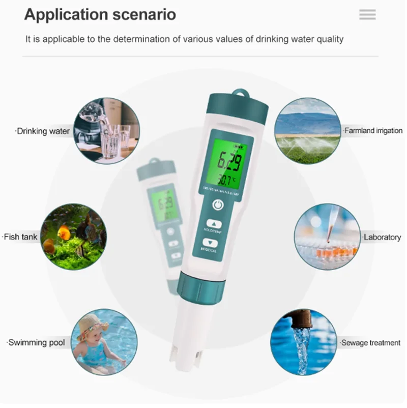 Seven in one water quality testing pen PH/TDS/EC/salinity/SG/ORP/temperature portable eight function pH testing pen