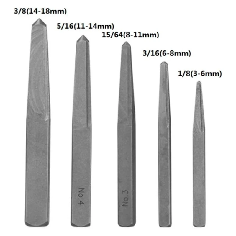 ABCA-Easy-Out Screw Extractor 5Pcs Quickly Remove Or Stripped Fasteners For 3/16Inch To 5/8Inch