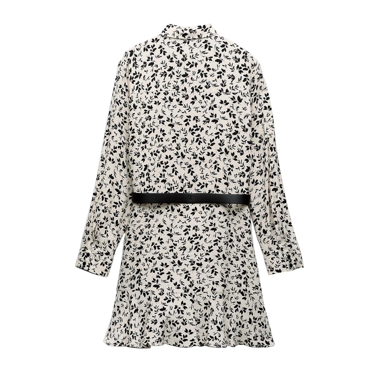 Bloemenprint ort Dr Dames Sle met riem Herfst Nieuwe collectie 2025, Polyestervezel Vrijetijdskleding Dagelijks Ocn