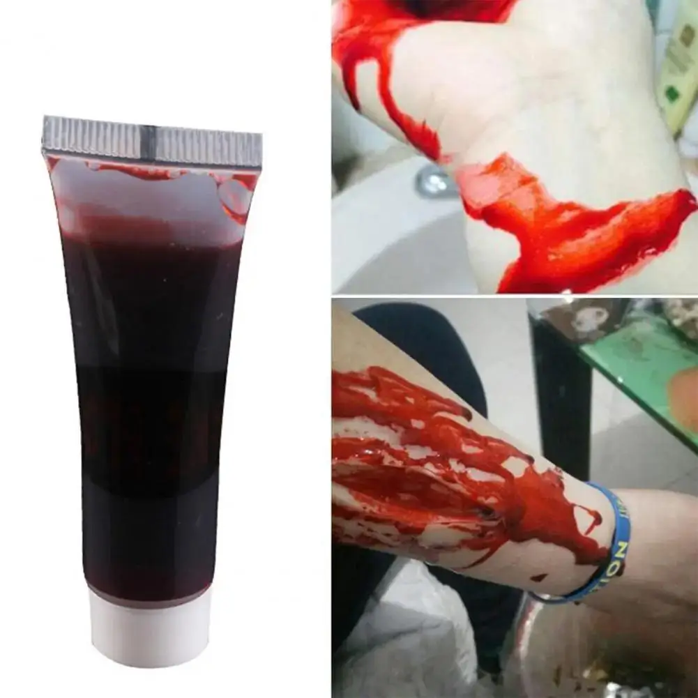 Sangre falsa fácil de usar para disfraces, sangre simulada para accesorios de películas, heridas simuladas portátiles, realistas, 15ml para Halloween