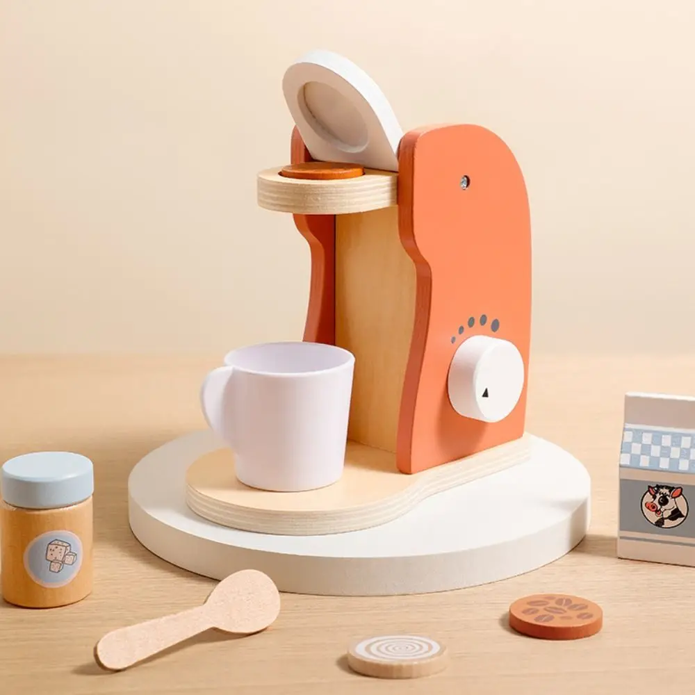 Blender Simulation Wooden Coffee Machine Interactive Early Learning Kitchen Pretend Play Toy Cognitive DIY