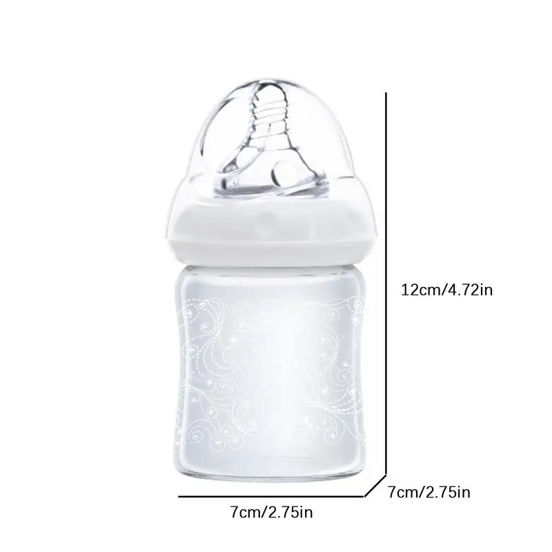 120ml Toddler Bottle Baby Wide Caliber High Borosilicate Glass Feeder Anti Choking Anti-Colic 0-6 Months Or More feeding