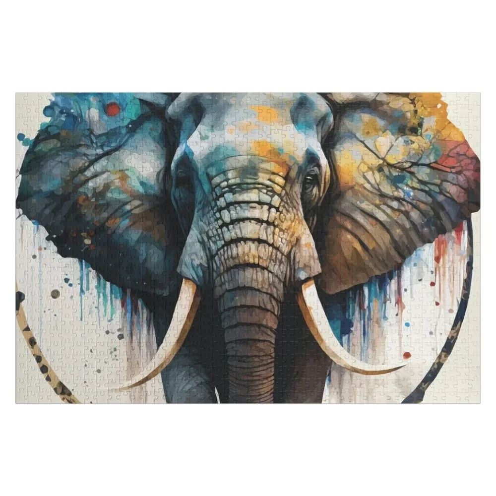 

An Elephant in Natural Earth Tones - Animals in Vibrant Color Jigsaw Puzzle Personalised Toys Personalized Kids Gifts Puzzle