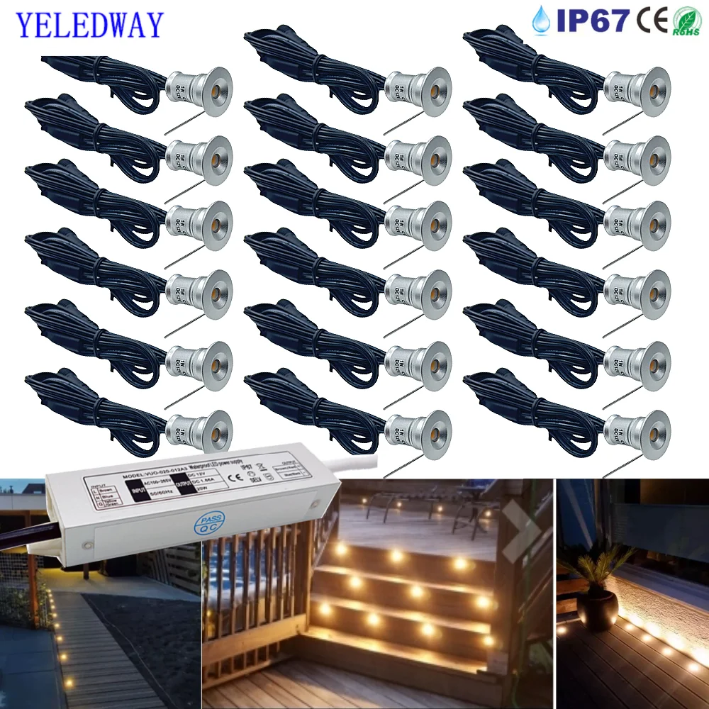 IP67 Outdoor 1W Mini Deck Light 12V Waterproof LED Underground Lights Step Garden Decorate Lamp for Patio Stairs Railing Pathway