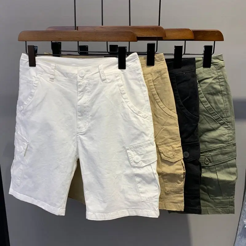 الصيف الأبيض الأدوات السراويل غير رسمية الرجال العلامة التجارية العصرية خمس نقاط السراويل الكورية العصرية الرجال فضفاض المؤخرات رقيقة متوسطة السراويل #2
