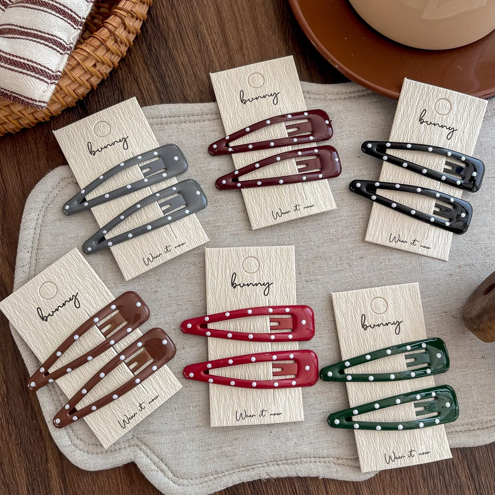 

Korean New Polka Dot Water Drop Bb Clip Simple and Versatile Girl Hairpin Advanced Sense Does Not Hurt Hair Accessories
