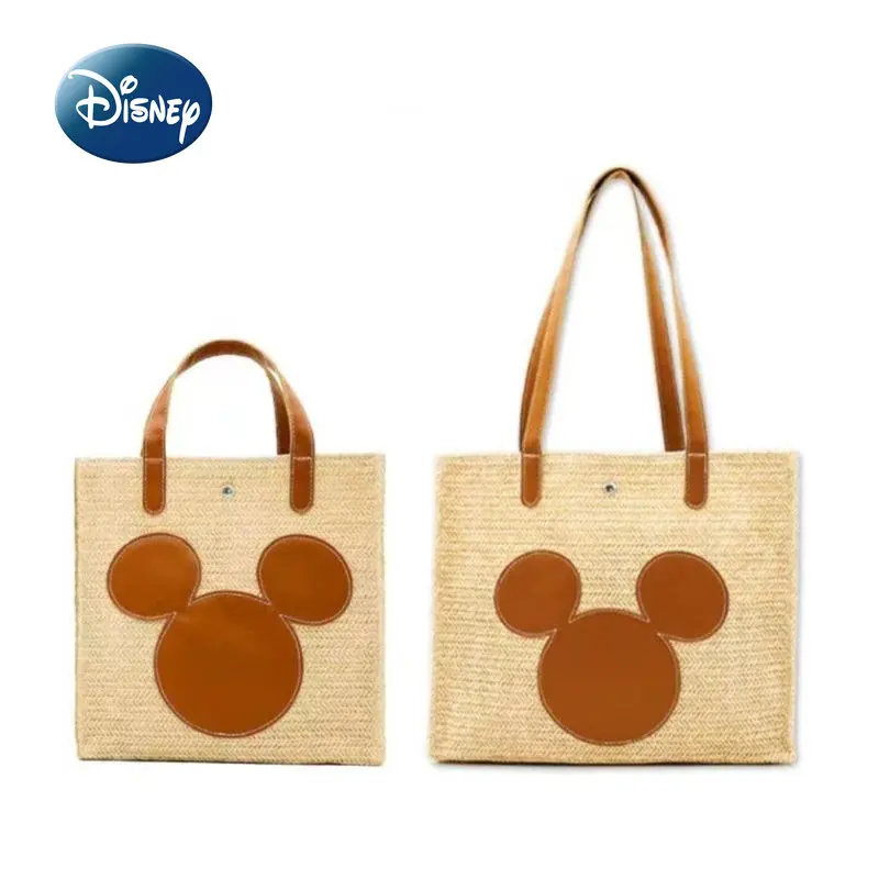 

Disney Mickey Original New Women's Knitted Handbag Luxury Brand Women's Shoulder Bag Cartoon Cute Tote Bag Large Capacity
