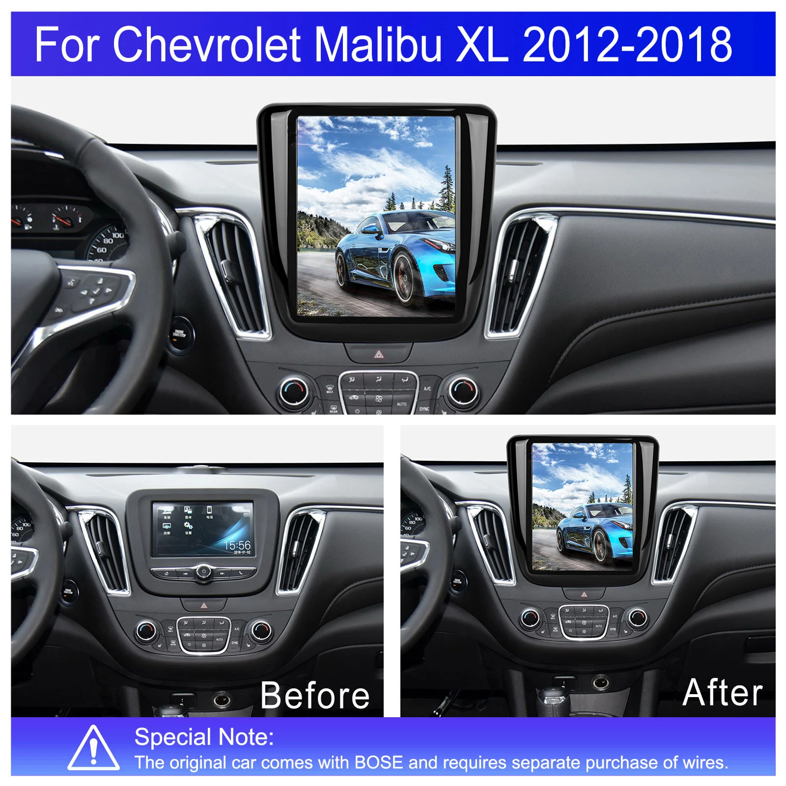 Android 13 Touch Screen Car GPS Navigation Stereo Multimedia Player Audio System Car Radio for Chevrolet Malibu XL 2012-2018