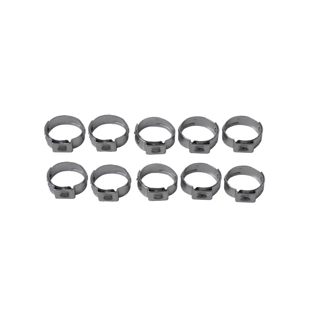 10 Pieces Adjustable Car Stainless Steel Single Ear Hose Clamp Kits 9.4-11.9mm