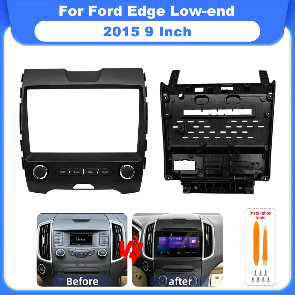 Car Stereo Fascia Frame 9 Inch For Ford Edge 2015 Low-end Android Head Unit Kit With Wiring Harness Canbus Box