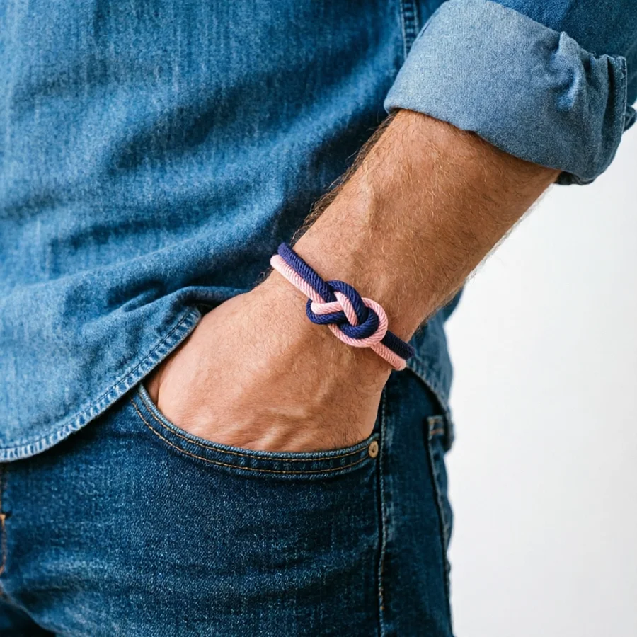 Novel Contrast Color Matching Men Bracelet Premium Selected 4mm Cord Handmade Braided Knot Braslet Versatile Male Jewelry Joias
