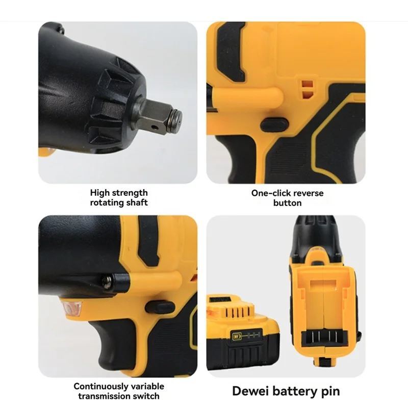 

For 18V20V Battery 700N.M Torque Cordless Electric Impact Wrench Brushless Electric Wrench Hand Drill Socket-BAAX