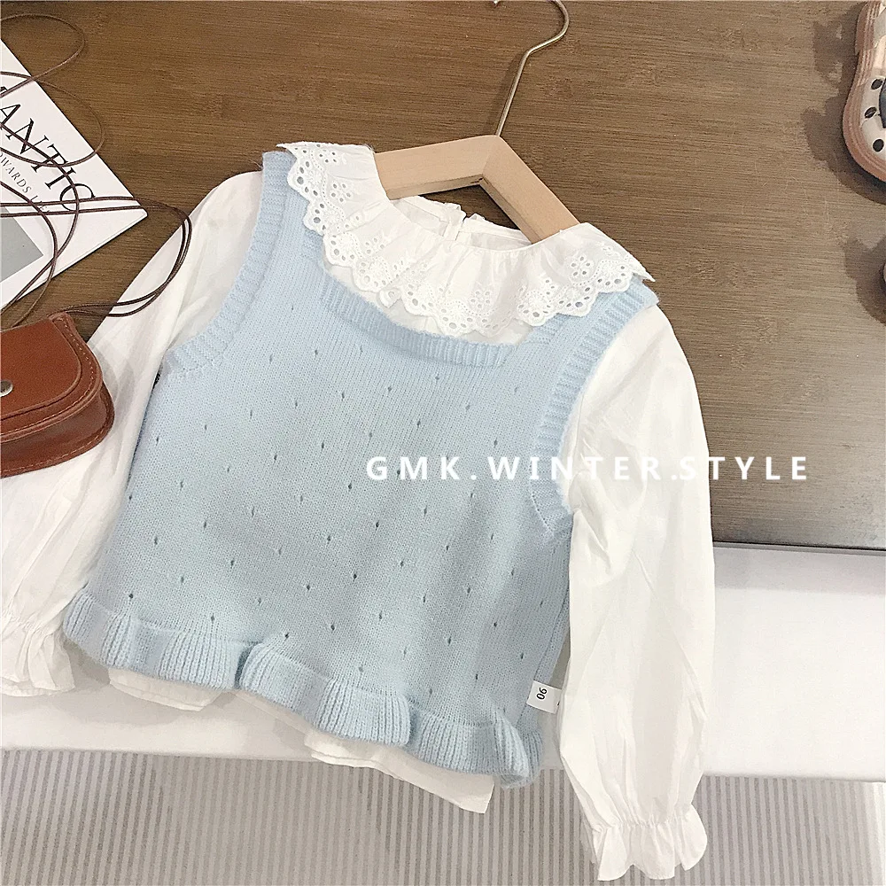 Girls' Set Spring and Autumn Style Children's Sweet Vest Two-piece Set Princess Good-looking Baby Autumn Outfit